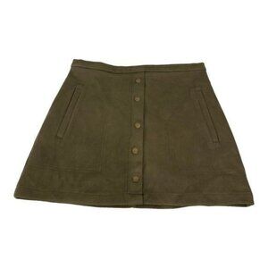 Hyfve Olive Suede-Feel A-Line Mini Skirt  Button Front & Pockets Size Small
